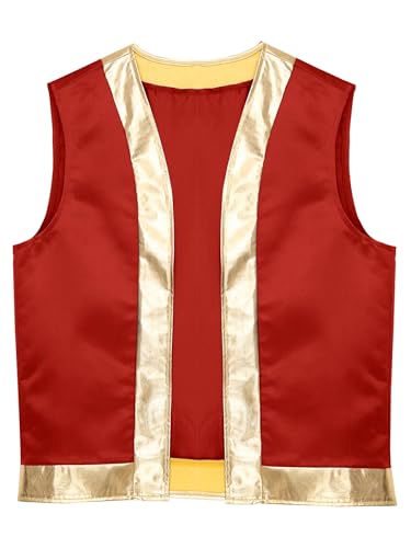 Jugaoge Mens Arabian Prince Vest Open Front Toad Waistcoat Cartoon Captain Fancy Dress Up3