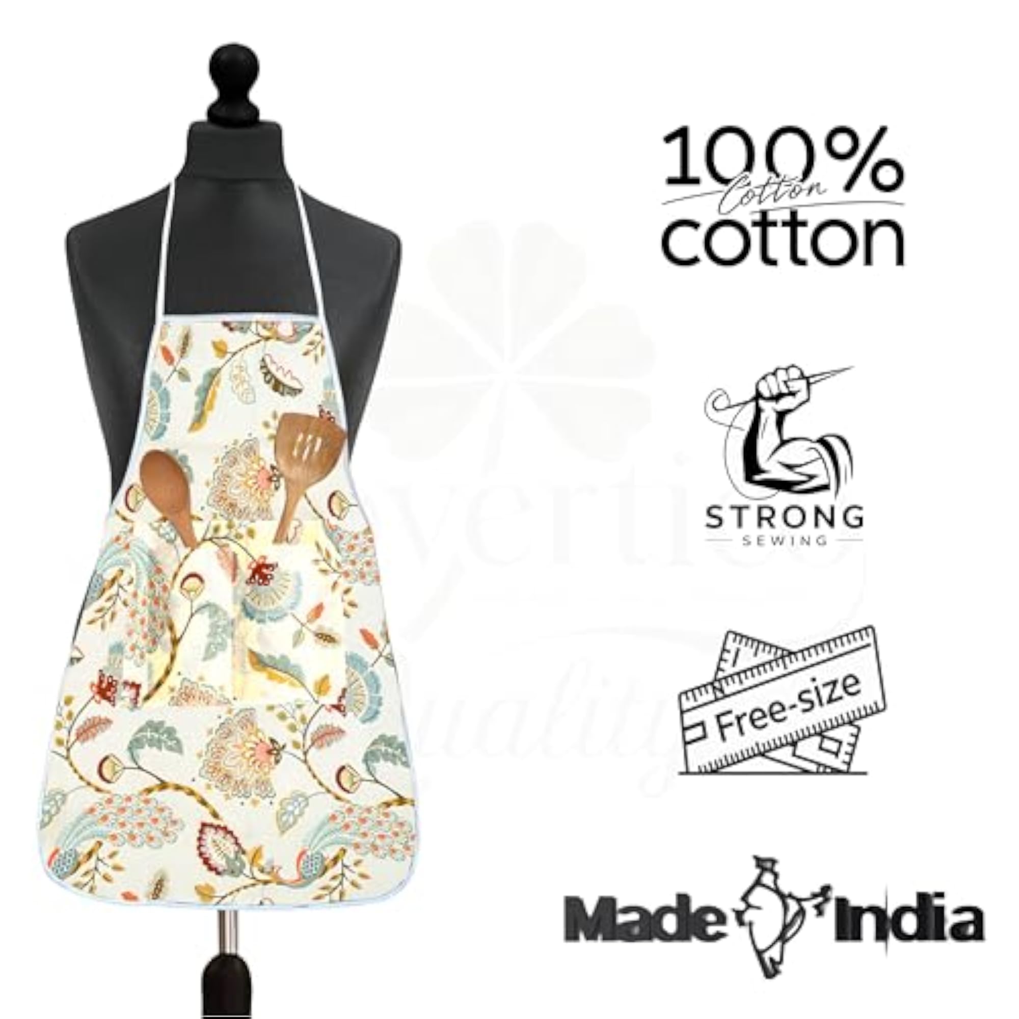 Floral Kitchen Apron, Unisex, Waterproof