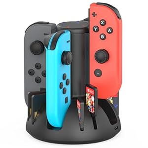Controller Charging Dock for Nintendo Switch Joycon, MARSDOCK Charger Station Compatible with Switch OLED JoyCon, Switch Controller Charger Stand Station with 8 Game Slots, 3.3FT Cable, LED