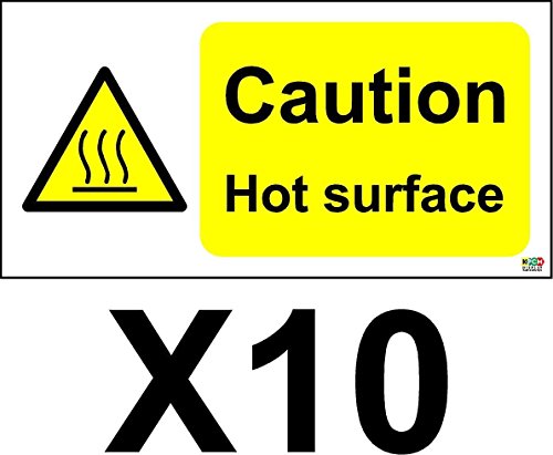 KPCM Display Lot de 10 autocollants de sécurité avec inscription en anglais « Caution Hot Surface » - 100 x 50 mm
