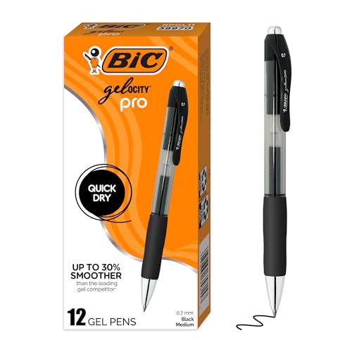Image of BIC Gelocity Gel Pen, Medium Point (0.7mm), Black Ink, 12-Count