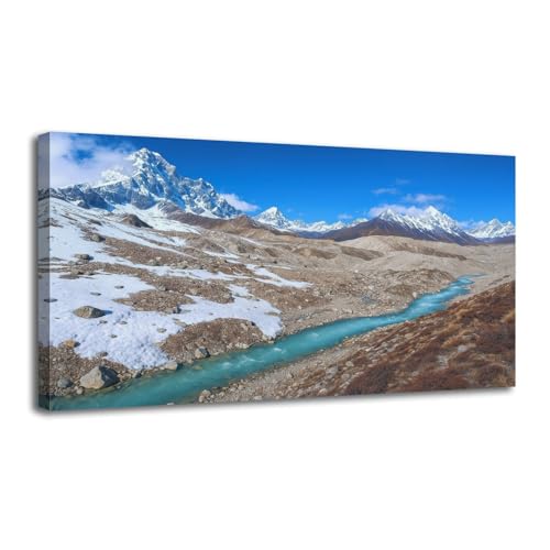 Canvas Wall Art View glacier from Gokyo Lakes to La pass Himalayan Mountains Wooden Framed Artwork Easy to Hang Wall Decor for Kitchen Bathroom 20 x 40 inch