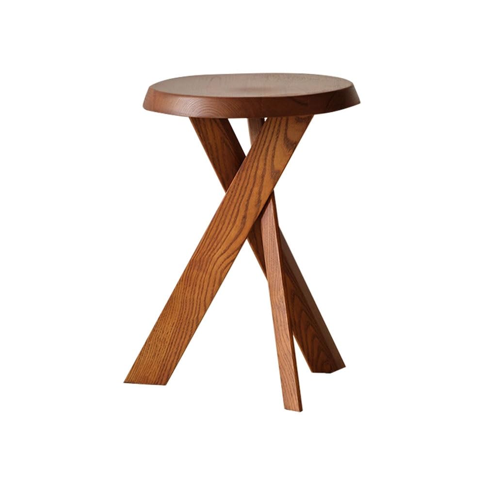 ZTHYSHOZ Coffee Table Wooden Simple Side Table Small Round Low Stool Living Room Balcony Nightstand(Bruin)