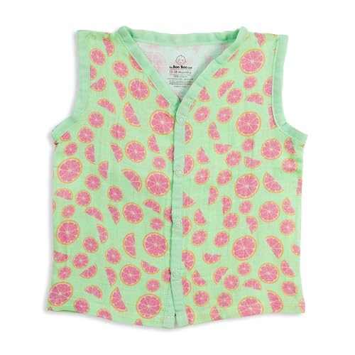Image of The Boo Boo Club Muslin Jhabla and Short Set GOTS Certified Organic Cotton | Short Sleeve Snap Button Vest | Summer Wear Set | Printed Jhabla with shorts