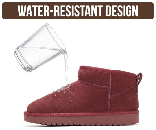 Image of 100% Genuine Leather Womens Boots Fur-Lined Booties Ankle Boots for Women