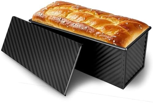 Pullman Loaf Pan with Lid 13x4, 2.2 lb Dough Capacity Bread Loaf Pan, PFTE and PFOA-Free, Healthy Baking for Homemade Sourdough & Sandwich Bread, Nonstick & Easy Clean (Black) - Thumbnail 5