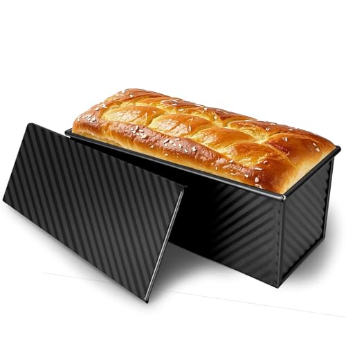 Shinsin Pullman Loaf Pan with Lid 13x4, 2.2 lb Dough Capacity Bread Loaf Pan, PFTE and PFOA-Free...