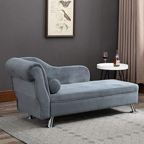 HOMCOM Vintage Style Sofa Chaise Longue Designer Retro Lounge Day Bed With Bolster Cushion Grey