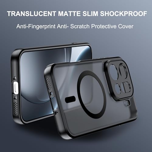 Image of QUIETIP Magnetic Case for Oppo Find X9 Pro with Screen Protector,[Compatible with MagSafe] Translucent Matte Drop Protection Cover,Black