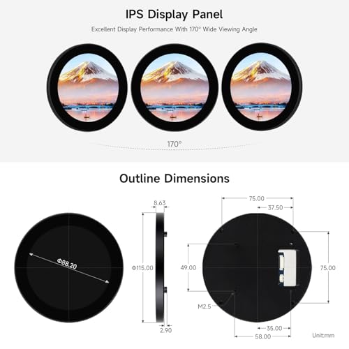 Image of KLAYERS 4-Inch Round DSI Capacitive Touch Display, 720x720 IPS Panel, Up to 10-Point Multi-Touch,Compatible with Raspberry Pi OS