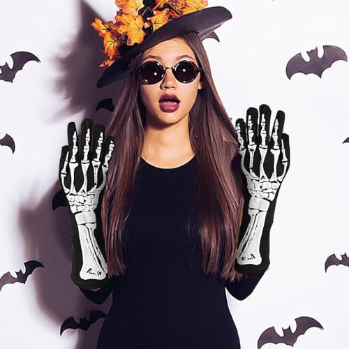 Guantes con esqueleto de mano largos mitones de dedo para carnaval y rol de mascarada 2