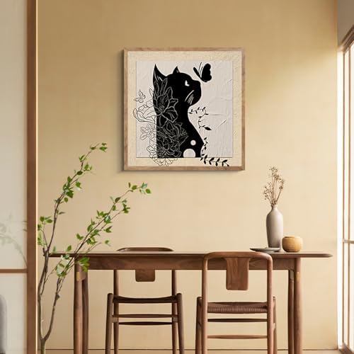 阪画屋 アートパネル アートボード ポスター 玄関 壁画 壁掛け 壁飾り 部屋飾り 飾り絵 絵 絵画 油絵 ソファの背景画 インテリア 現代 モダン フレーム 額付き 木枠付きの完成品 木目調 キャンバス 猫 ネコ ペット アニマル 動物 プレゼント ギフト 40×40 [2]