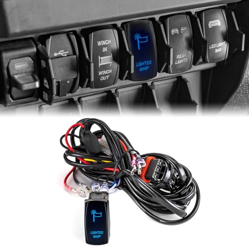 WeiSen 180W Lighted Whip Wiring Harness Kit Fit for Polaris RZR Ranger