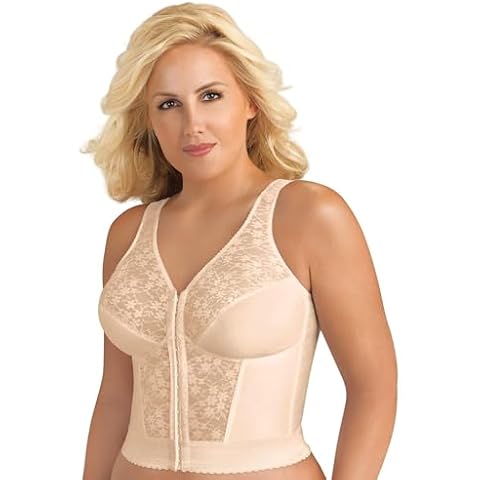 Exquisite Form womens Fully Front Close Longline Lace Posture Bra, Rose Beige, 38B US Cover