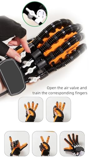 Image of Robotic Hand Rehabilitation Glove for Stroke & Paralysis Recovery, Finger Therapy Training Equipment with Mirror Mode & Adjustable Intensity, right hand medium size