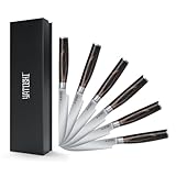 Yatoshi Steak Knife Set - 6 Piece Ultra Sharp High Carbon Stainless Steel, Hidden Tang, with Pakkawood Handles