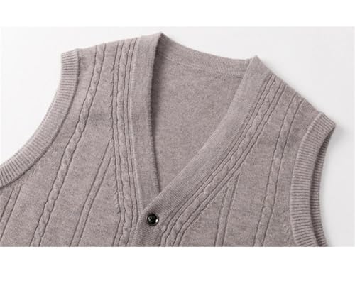 Men's Cashmere Sweater Vest Large Size Sleeveless V Neck Button Down Loose Knitted Cardigan Vest3