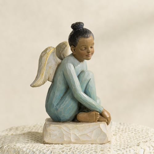 Estatua de Ángel Afroamericano Sentado 6 Pulgadas miniatura 4