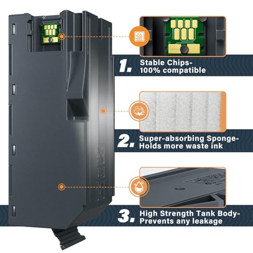 t04d0 maintenance box compatible replacement for epson ecotank et-7700 et-7750 et7700 et7750 7700 7750 printers compatible replacement for epson ink maintenance box t04d004d0 2 packs