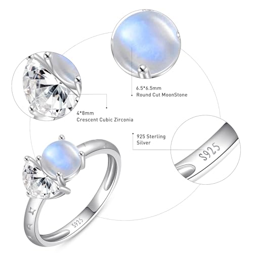Celestial Sun and Moon Ring Moonstone Ring for Women 925 Sterling Silver Sun and Moon Ring Celestial Bodies Enthusiast Engagement Ring Double Stone Ring Proposal Gift for her Size 5-93