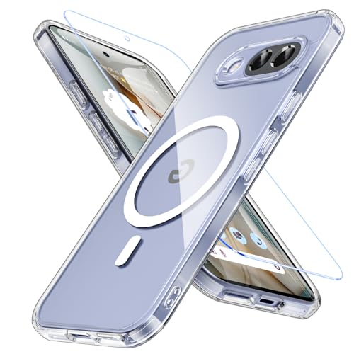 Coque Google Pixel 9A transparente fine et antichoc compatible MagSafe noir