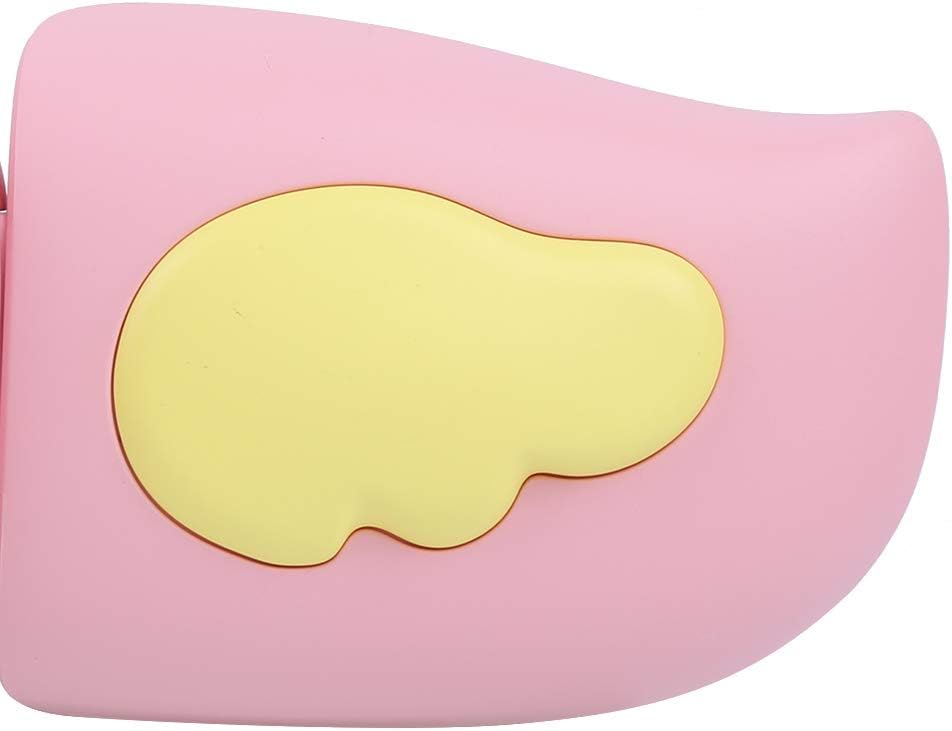 Close-up of the yellow button/design element on the side of the pink Cuifati A100 camera.