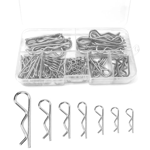 110 Pièces Kit Goupilles Fendues & R Clips Goupilles Acier 304 Anti-rouille, Adapté à Voiture/Camion/Machine