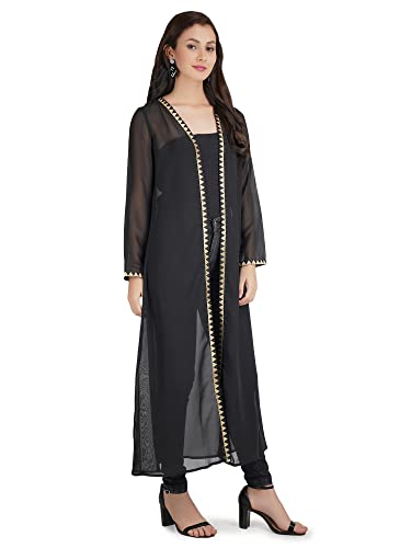Image of Women's Black Shrug with Golden Border