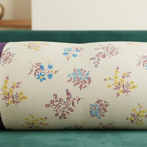 Image of SAJAVAT HOME Bolster Cover Pack of 2 | Printed Side Pillow Covers for Sofa, Bed & Diwan | 32x15 Inch Round Pillow Covers with Adjustable Ties (Purple Berry)