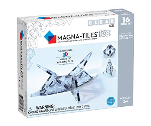 Magna Tiles ICE Set, The Original Magnetic Building Tiles for Creative Open-Ended Play, Educational Toys for Children Ages 3 Years + (16 Pieces), Translucent (18716)