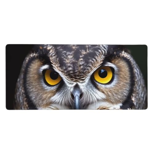 Tapis de souris XXL 90x40 cm au motif hibou pour un bureau de gaming stylé et ordonné