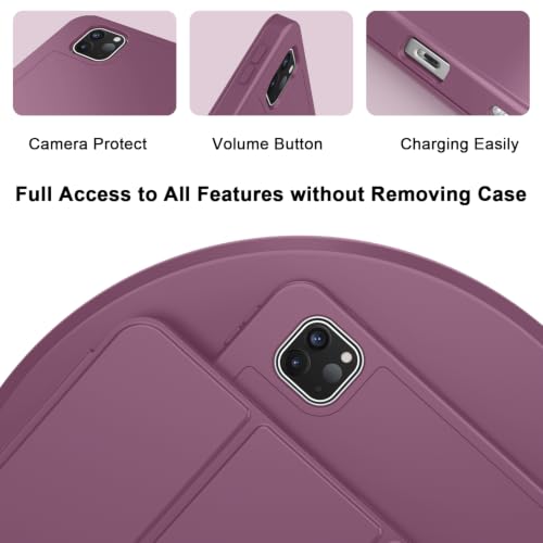 Image of ZryXal New iPad Pro 13 Inch Case (M5) 2025 / (M4) 2024 with Pencil Holder, Smart iPad Case [Support Pencil Pro and Pencil (USB-C)], Support Touch ID and Auto Wake /Sleep (Plum)