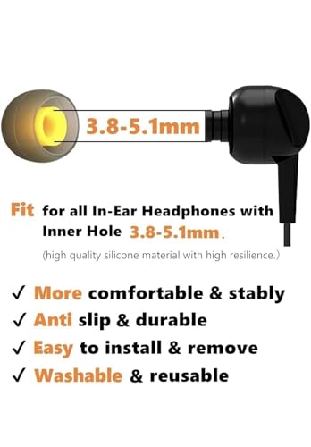 Image of Silicone Rubber Earbuds| Earpads, Earplugs, for Replacement in Earphones and Bluetooth Medium Size,Rubber Ear Cushion, Earphone Tips Medium Size (72 Pieces (36 Pairs))
