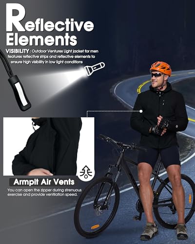 Outdoor Ventures Men's Packable Rain Jacket Waterproof Lightweight Raincoat with Hood Windproof Cycling Jackets 6