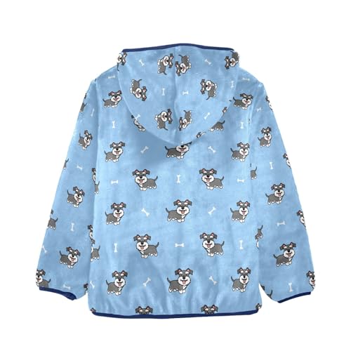 Schnauzer Dog Toddler Fleece Jacket Baby Boys Hooded Zipper Long Sleeve Thick Warm Outerwear 3-10 Years2