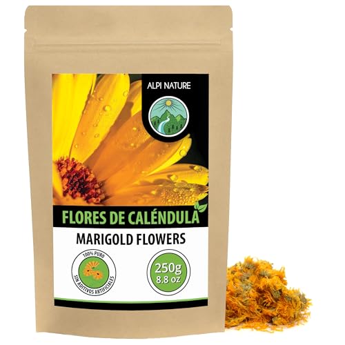 Alpi Nature Calendula Flores Secas Enteras 250g, Caléndula Infusión, Té Suelto