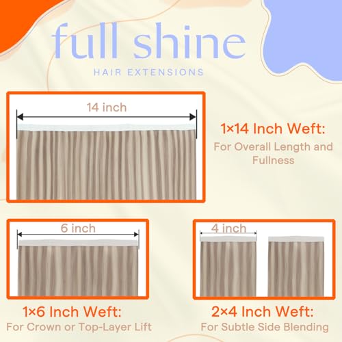 Image of Full Shine Long Weft Hair Extensions, Dirty Blonde Mix 20 Inch | 120g 4 PCS, Genius Human Hair Extensions Tape In, Full Ends, Silky Texture, Length Enhancement, Wedding Looks
