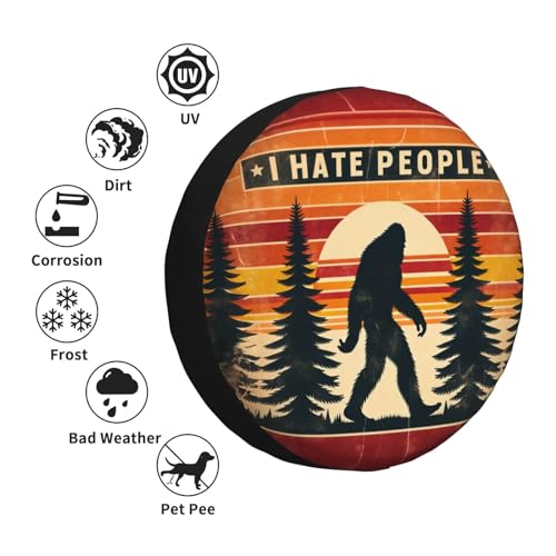 Image of Universal Fit Spare Tire Cover for Rv, SUV, Camper Bigfoot I Hate People Tire Covers Weatherproof, Dust-Proof Wheel Protector for Camping & Travel Trailer