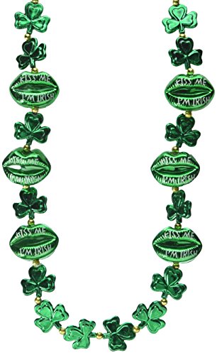 Beistle Shamrock Beads with Kiss Me Lips, Green, One Size
