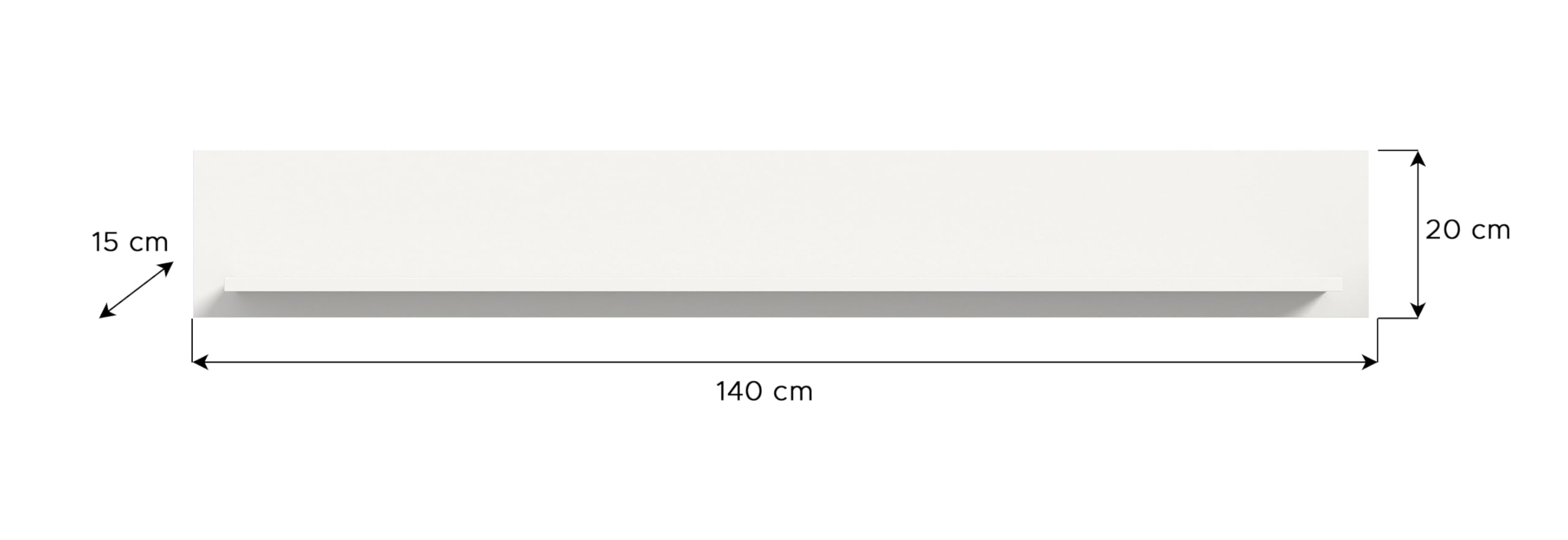 xonox.Home - Półka ścienna Jam 140 x 20 x 15 cm w kolorze białym z melaminy – półka wisząca regał ścienny – łatwa w pielęgnacji powierzchnia