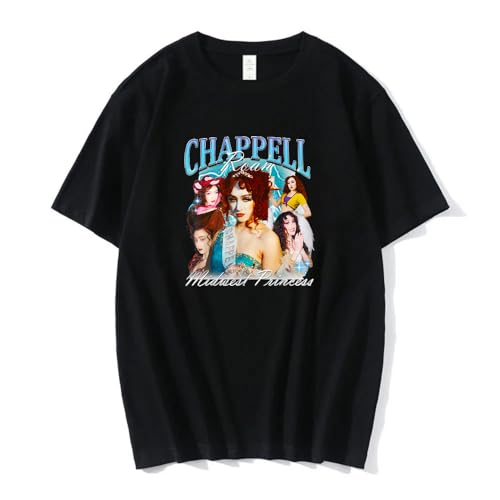 Photo de Chappell Roan T-shirt vintage col rond à manches courtes en coton pour homme et femme, Noir , XXL
