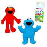 Sesame Street Plush Keychain 2 Pack - Bundle with Elmo and Cookie Monster Keychain Plushies for Kids Plus Door Hanger | Sesame Street Bag Clips Party Favor Set