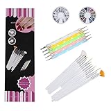 WOVTE Nail Art and Gel Acrylic Drawing Makeup Brush Set with Dotting Tools, Pack of 20