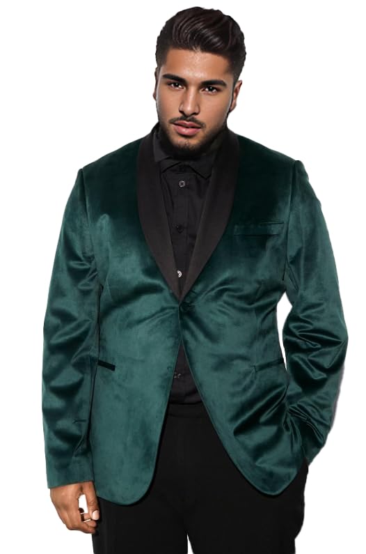 GATMSTZ Velvet Blazer for Men Big Tall Fit Solid Jacket Sport Coat