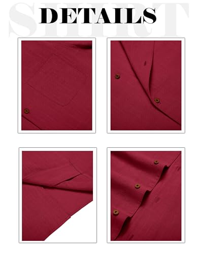 Image of Zombom Men's Cotton Blend Shirt with Full Sleeves Solid Pattern Cuban Collar Neck Line Regular Fit and Standard Length | Solid Shirt for Man Cotton | Shirts for Mans