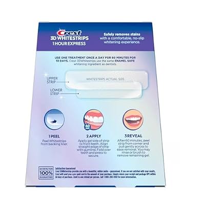 Crest 3D Whitestrips, 1 Hour Express, Teeth Whitening Strip Kit, 20 Strips (10 Count Pack)