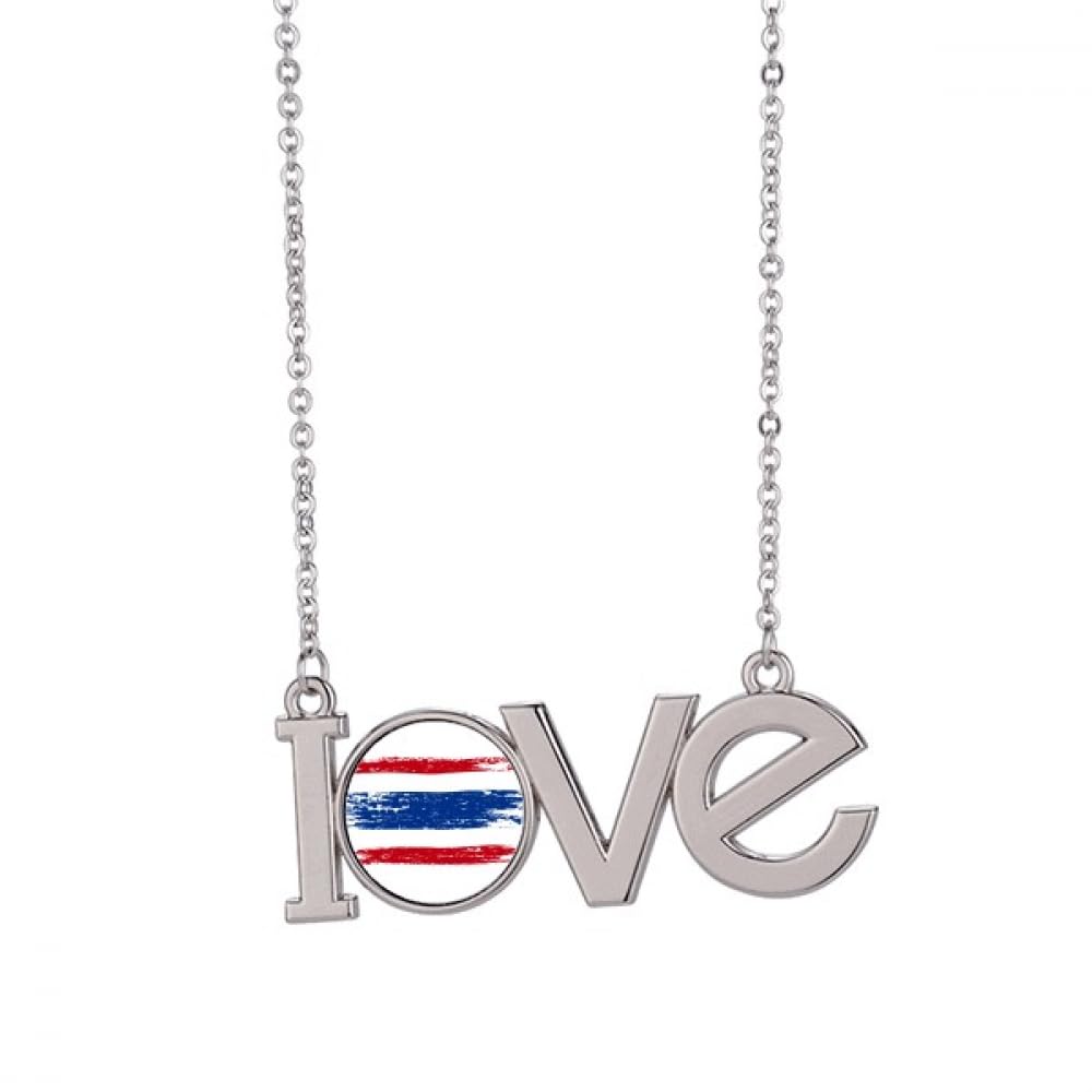 Collier drapeau thaïlandais aquarelle M pendentif ethnique moderne
