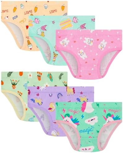 Girls Underwear 100% Cotton Panties, 6-Pack, Soft & Tagless,18M-12Y