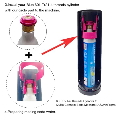 Quick Adapter for CO2 Soda Machine, Connecting Original blue CO2 Cylinder with TR21-4 Male Thread,Compatible with Terra/Art/DUO Soda Maker - Thumbnail 6