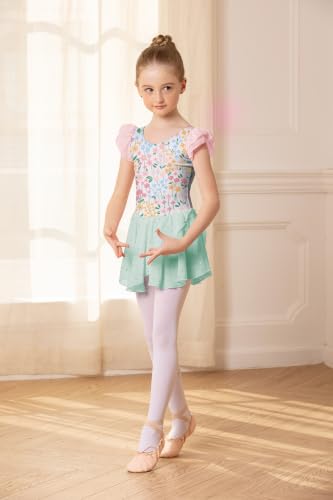 Image of Arshiner Girls Ruffle Sleeve Ballet Dance Dress Tutu Skirted Leotard